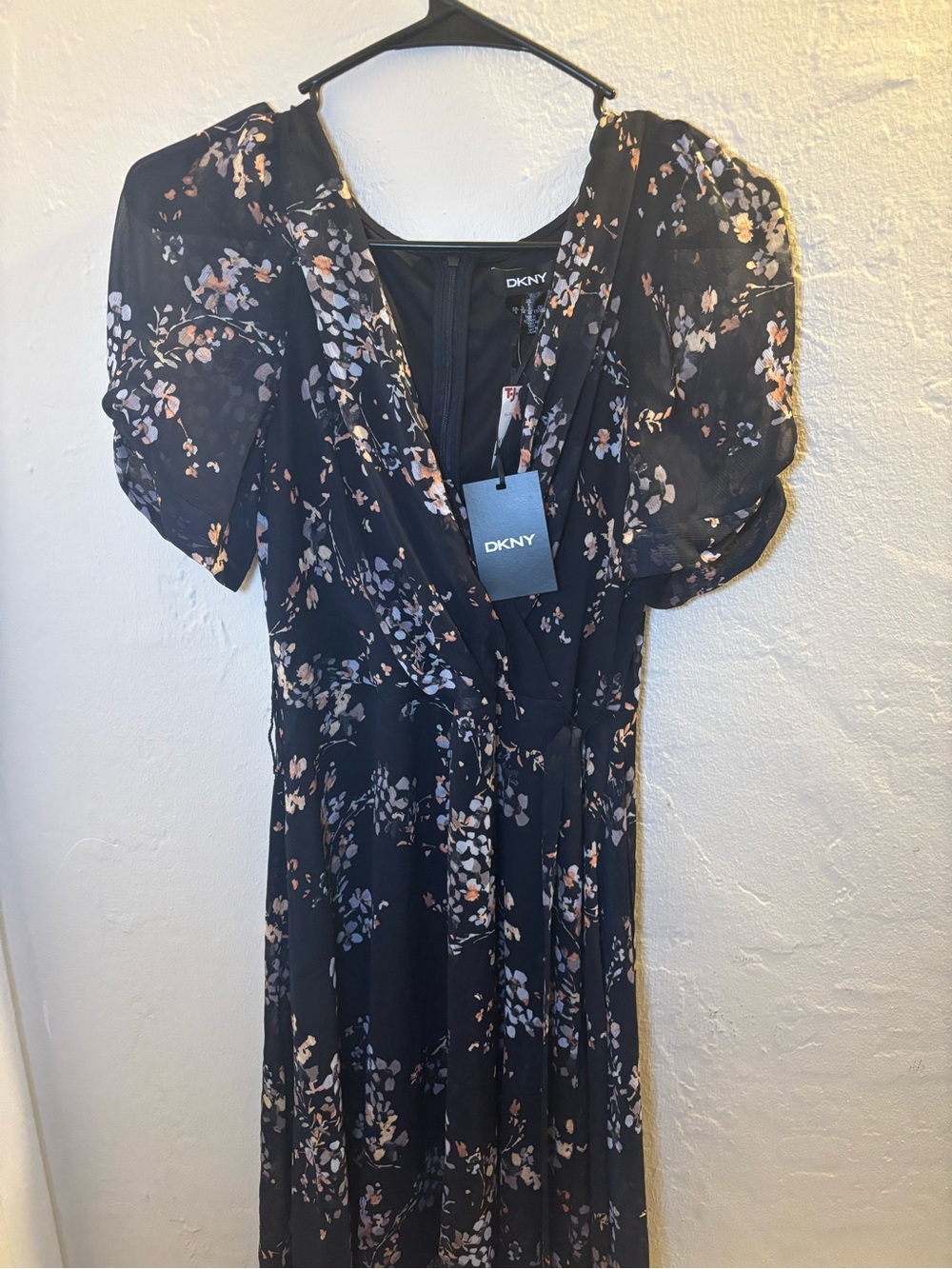 DKNY Black Floral Midi Dress
